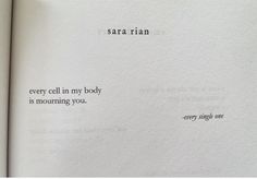 an open book with the words sara rain on it's page and some type of writing