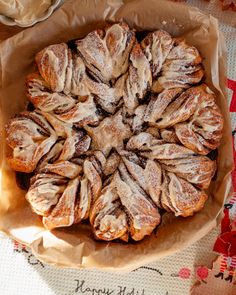 there is a large pastry on the table