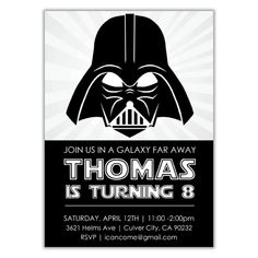 Description Details Shipping Inviting all Star Wars fan! This Darth Vader invitation will be a big hit! All wording and colors can be customized for a very special invitation. PRINTED CARDS:Our invitations are beautifully printed on 130lb thick matte paper! All printed cards come with printing on two sides, white envelopes and free shipping to US residence. You will receive your invitations in two business days from your proof approval. DIY PRINTABLE:If you want to print the invitations yourself Darth Vader Birthday, Star Wars Themed Birthday Party, First Birthday Centerpieces, Star Wars Invitations, First Birthday Pictures, Star Wars Birthday Party, Paw Patrol Birthday Party, Birthday Invites, Star Wars Birthday