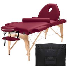 This Saloniture portable massage table combines luxurious comfort in a convenient, fold-and-carry design ideal for both certified massage therapists as well as at-home bodywork enthusiasts. The table features professional-grade craftsmanship, including a sturdy hardwood frame along with double tension knobs on each leg for extra stability. Its support cables are composed of the same high-quality steel used in automobile brake construction, providing solid support for up to 450 pounds. Ultra-padd Tattoo Table, Standing Table, Massage Equipment, Massage Tables, Massage Bed, Face Pillow, Professional Massage, Massage Table, Chair And A Half