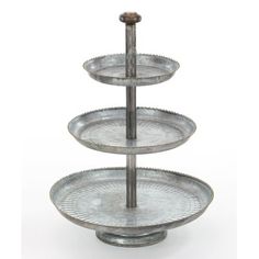 three tiered trays with metal handles