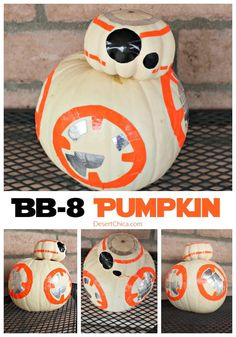 the bb - 8 pumpkin is decorated with star wars characters