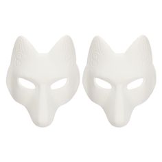 two white plastic masks on a white background