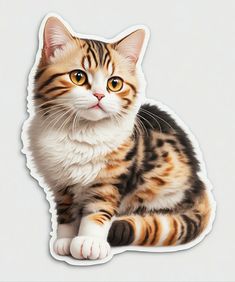 a cat sticker sitting on top of a white surface