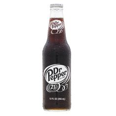 a bottle of dr pepper soda on a white background