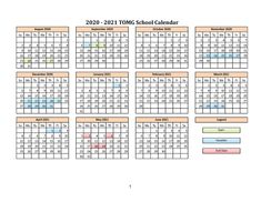 the school calendar is shown in this printable version, and includes two separate sections for each