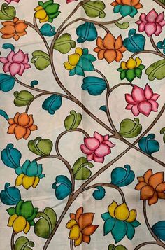 an artisticly designed fabric with colorful flowers on it