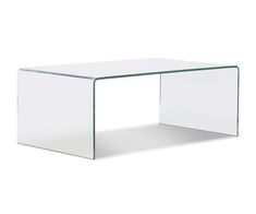 a white table with a glass top on the bottom and one end in the middle