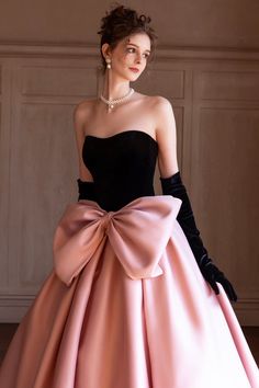 Beautiful A-Line Velvet and Satin Long Prom Dress, Beautiful Strapless – girlideas Prom Dress With Bow, Prom Dress Short Lace, Satin Long Prom Dress, Pink And Black Dress, Gala Dress, Mermaid Prom Dresses Lace, Long Formal Dress, Red Evening Dress, Prom Dress Inspiration