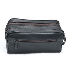 Trustpilot Keep your all grooming products organized and accessible with this stylish black leather toiletry bag. Whether you’re going globetrotting or heading to the travel and gym, this essential small leather piece of kit will help you organize your things easily so you can take them with you wherever you go.Made from real full-grain goat leather its simple yet sturdy design will survive spills and withstand being thrown into your luggage time after time to last you for years. Salient Feature Leather Travel Cosmetic Bag With Zipper Pocket, Leather Cosmetic Bag With Zipper Pocket For Travel, Black Leather Pouch For On-the-go, Black Leather Pouch With Zipper Closure, Leather Travel Cosmetic Bag With Zipper, Black Cosmetic Bag With Luggage Sleeve For Everyday, Black Rectangular Pouch With Luggage Sleeve, Black Cosmetic Bag With Luggage Sleeve, Black Business Pouch With Removable Section