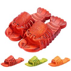 PRICES MAY VARY. [Materials] Buyoem Lobster slippers Made of high quality PVC material, lightweight, elastic and shock, comfortable and durable for long lasting wearing. 【Features】Buyoem Lobster Slippers high elastic anti-skidding sole, no glue, the shoes is moderately soft and hard, comfortable and soft, refreshing and breathable, and takes care of the feet; light not only, non-slip and wear-resistant function, non-slip and stable,very convenient and save your time. [Design] Creative Lobster Sh Lobster Shoes, Funny Lobster, Bass Sandals, Unisex Slippers, Bathroom Slippers, Toddler Outdoor, Shark Slippers, Beach Gym, Animal Slippers