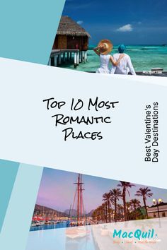 the top 10 most romantic places in macqui island, florida is featured on this postcard