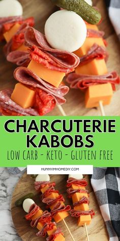 charcuterie kabobs with meat, cheese, and pickles Charcuterie Skewers, Individual Appetizers, Skewer Appetizers, Lake Food Ideas Summer, Food Ideas Summer, Mini Pizzas, Lake Food Ideas, Appetizers Easy Finger Food, Finger Foods Easy