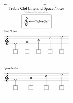 the treble clef line and space notes