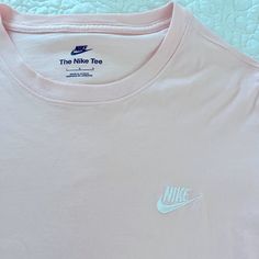 Never Worn. Baby Pink Color. Clean Condition Nike Cotton Top, Nike Basic Tops With Letter Print, Nike Cotton Tops With Branding, Basic Nike Tops With Letter Print, Basic Nike Cotton Tops, Nike Basic T-shirt For Spring, Everyday Nike Cotton Tops, Nike Relaxed Fit T-shirt For Everyday, Nike Basic Spring T-shirt