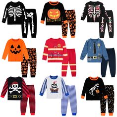 Kids Halloween Pajamas Sets 100% Cotton Tops: ribbed crewneck, graphic at front Sleeve: long sleeve, ribbed cuffs Pants: elastic waistband Package included: 1 x Tops + 1 x Pants Your little one will sleep comfortable with this pajama sets. You'll love these cute and comfy pjs Payment When you deposit the money to bank, please leave your eBay username as the payment reference .   Note: Payment must be paid within 3 working days. All unpaid purchases will be reported to Ebay after 5 days, which ma Christmas Bedtime Long Sleeve Sets, Christmas Sleep Sets With Long Sleeves, Cotton Pajama Party Sets For Winter, Holiday Long Sleeve Sets For Fall, Holiday Fall Sets With Long Sleeves, Cotton Pajama Sets For Winter Pajama Party, Cotton Pajama Sets For Winter Party, Cotton Sets For Pajama Party In Winter, Holiday Cotton Sets For Pajama Party