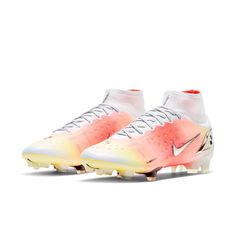 the nike vapor merance soccer shoe in white and pink