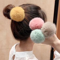 Top Rated Big Pompom Hair Ring Hair Accessories Elastic Hair Rubber Bands Hairwear Ties, Womens Accessories Pom Pom Hair Ties, Hair Tie Accessories, Rope Hair, Ball Hairstyles, Hair Rubber Bands, Tie For Women, Hair Band For Girl, Fluffy Hair, Hair Rings