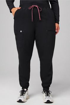 High-Rise On-Call Scrub Jogger Fabletics Black/Moonlight Mauve female Activewear >> Scrubs >> Bottoms >> Product Feed MotionTech plus 4-Way Stretch/Breathable/Lightweight Feel Female Activewear, Range Of Motion, Active Wear For Women, Scrubs, Motion, High Rise, Elastic, Black