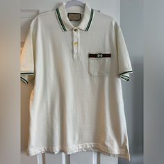 Brand New ! Never Used, Stepdad Planned On Using It One Day And Took Out The Tag And Decided He Didn’t Like It. Gucci Short Sleeve Shirt For Summer, Casual Gucci Shirt For Summer, Casual Summer Shirt By Gucci, Designer Cotton Tops With Collared Neckline, Designer Cotton Top With Collared Neckline, Gucci Casual Summer Shirt, Gucci Collared Tops For Summer, Casual Gucci Collared Top, Casual Gucci Summer Shirt