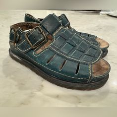 Purchased At The London Store In 1996. Women’s Us Size 5 Uk 37 (Measures 9 5/8” On Bottoms). Made In England. Amazing Rare Green Color. Lightly Worn By My Mom Back In The Day When They Were New. Amazing Shape, Only Sign Of Wear That I See Is On Footbeds, Some Very Minor Surface Scuffs On Uppers. Retro Closed Toe Sandals With Rubber Sole, Retro Leather Sandals With Rubber Sole, Vintage Sandals With Rubber Sole For Summer, Vintage Sandals With Cushioned Footbed And Round Toe, Vintage Sandals With Cushioned Footbed, Retro Sandals With Leather Footbed And Round Toe, Retro Open Toe Sandals With Rubber Sole, Vintage Leather Sandals With Round Toe, Vintage Sandals With Leather Footbed For Spring