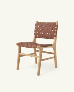 a wooden chair with woven seat and back