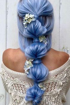 Bubble Braids, Beautiful Beautiful, Easy Hairstyles For Long Hair, Aesthetic Hair, Hair Designs, Pretty Hairstyles, Blue Hair, Medium Length Hair Styles