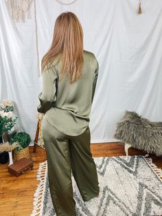 Olive Satin Wide Leg Pants feature a high waist and elastic waist band. Wear with matching top for a chic pair! Fabric Contents: 97% POLYESTER, 3% SPANDEX Satin Wide Leg Pants, Matching Top, Waist Band, Leg Pants, Wide Leg Pants, Elastic Waist, High Waist, Wide Leg, High Waisted