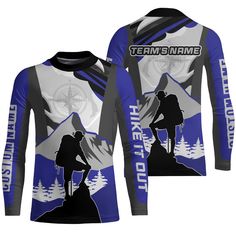 a long sleeved shirt with the image of a mountain climber on it