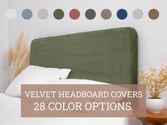 the headboard covers are 28 color options for your bed or desk, and they're easy to put on