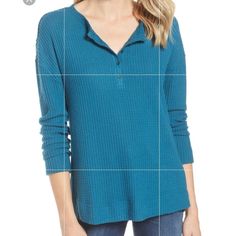 Blue Color Long Sleeve Size S New With Tags Henley Long Sleeve, Long Sleeve Top, Long Sleeve Tops, Long Sleeve Tees, Sleeve Top, Color Blue, Blue Color, Nordstrom, Womens Tops