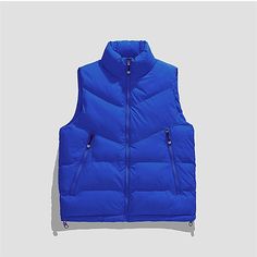 Season:Fall  Winter; Fabric:Polyester; Sleeve Length:Sleeveless; Gender:Men's; Style:Casual,Fashion; Occasion:Date,Vacation,Daily; Outerwear Length:Regular; Placket:Zipper; Fit Type:Regular Fit; Function:Thermal Warm,Comfortable; Pattern:Plain; Design:Pocket; Neckline:Stand Collar; Outerwear Type:Vest,Down Vest,Gilet,Puffer Vest; Listing Date:09/17/2024; Bust:; Length:; Shoulder Width: Sleeveless Blue Outerwear For Outdoor, Sleeveless Blue Outdoor Outerwear, Men's Casual Outfits Winter, Mens Down Vest, Vest Puffer, Vacation Fashion, Sleeveless Coat, Green Vest, Winter Vest