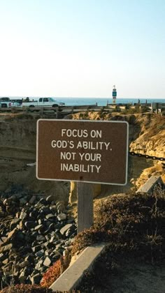 a sign that says focus on god's ability, not your inability