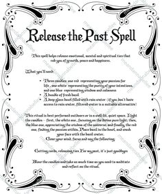 Release the Past Spell Image Witches' Dinner Party | Etsy Release The Past, Happiness Spell, Annabel Lee, Magia Das Ervas, Grimoire Book