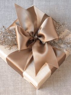 an image of a gift wrapped in satin ribbon