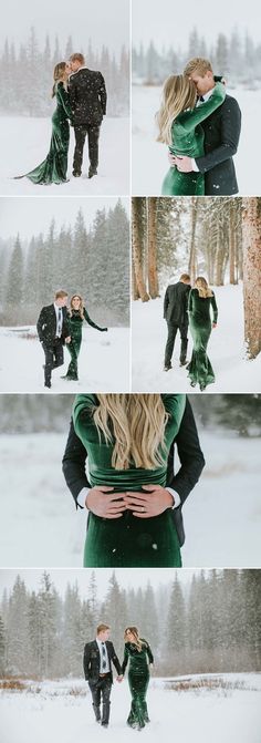 two people are standing in the snow with their hands on each other's back