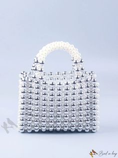 Bird in Bag - Faux Pearl Design Satchel Bag Rectangular Bags With Pearl Handle For Daily Use, Square Bags With Pearl Handle For Everyday Use, Shopping Bag With Pearl Top Handle, Rectangular Bags With Pearl Handle, Square Shopping Bag With Pearl Handle, Trendy Rectangular Bag With Pearl Handle, Square Shopping Bags With Pearl Handle, Top Handle Bag With Pearl Handle, Trendy Rectangular Bags With Pearl Handle