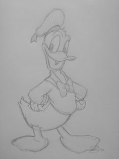 a pencil drawing of donald the duck