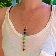 7 Chakra Alignment Necklace 7 Chakra Stones, Chakra Pendant, Chakra Necklace, Les Chakras, Healing Necklace, 7 Chakra, Yoga Jewelry, Emerald Necklace, 7 Chakras