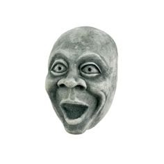 a creepy mask with an open mouth on a white background