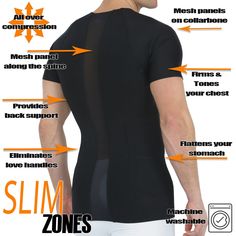 Mesh Panel Compression Shirt - TS2307 Insta Slim offers our new Mesh Panel Compression Shirt to our collection. Our compression fabric blend of 72% nylon and 28% spandex provides all over compression throughout the fabric. The featured mesh panels located in key regions along your spine and collarbone provides ample airflow and breathability. Along with the targeted panels, the garment features flatlock seams to reduce chafing for better comfort. The magic is in the fabric! The blended fabric th Fitted Sweat-resistant Athleisure T-shirt, Fitted Athleisure T-shirt Sweat Resistant, Fitted Technical Tops For Training, Fitted Technical Activewear With Short Sleeves, Fitted Short Sleeve Sweat-resistant T-shirt, Fitted Moisture-wicking Supportive Tops, Breathable Fitted Supportive Tops, Supportive Breathable Fitted Tops, Supportive Fitted Breathable Tops