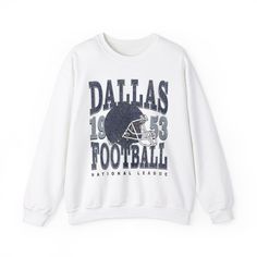 Show off your Dallas Cowboys pride with this vintage-inspired Cowboy sweatshirt, perfect for game day, college gifts, or casual wear. Whether you're a dedicated Dallas fan or searching for the perfect gift, this retro Cowboys crewneck combines comfort and style in a classic design. Ideal for both men and women, this Dallas Cowboys sweatshirt is a must-have for any football lover. Made from a soft and durable 50% cotton, 50% polyester blend, this Dallas sweatshirt ensures warmth and comfort for c Cowboys Sweatshirt, Dallas Cowboys Sweatshirt, Football Lover, Football Sweatshirt, College Gifts, Football Lovers, Sweatshirt Vintage, Clean Cut, Vintage Sweatshirt