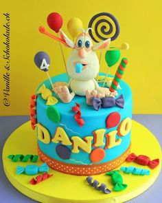 a birthday cake decorated with candy and candies