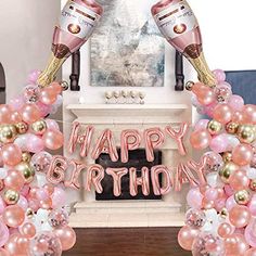 The Best 21st Birthday Party Ideas For A Memorable Night Gold And Pink Balloons, Gold Champagne Bottle, 80th Birthday Party Decorations, Gold Birthday Party Decorations, Gold Happy Birthday, 60th Birthday Decorations, Rose Gold Theme