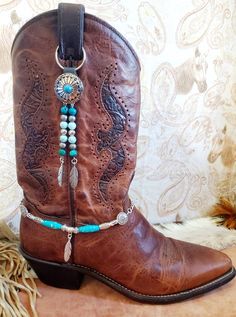 Boot Bling, Concho and Beads Boot Topper With Charm, Western, Handmade Bling for Your Boot Get Matching Boot Bracelet or Purse Dangle - Etsy Boot Bling Diy, Rachel Outfits, Cowboy Shooting, Boot Decor, Shoe Bracelet, Boot Charms, Beaded Hat Bands, Shoe Makeover, Horse Hair Jewelry