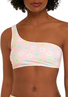 Serve up fun vibes in this chic bralette swim top from Cabana by Crown & Ivy, perfect to pair with your favorite swim bottoms. | Cabana by Crown & Ivy Women's Daydream One Shoulder Bralette Swim Top, X-Large Trendy Swimwear With Built-in Bra For Spring, Trendy Swimwear With Built-in Bra For Beach Season, Spring Poolside Tankini With Triangle Top, Spring Poolside Bra-friendly Tankini, Spring Pool Swimwear Seamless, Spring Seamless Swimwear For Pool, Playful Tankini For Spring Sunbathing, Spring Poolside Swimwear With Built-in Bra, Spring Pink Tankini, Bra Friendly