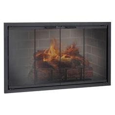 an image of a fire place with flames coming out of the fireplaces side by side