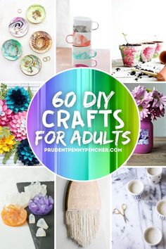 the collage shows different crafts for adults