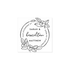 a rubber stamp with the words, handwritten and flowers in black ink on a white background