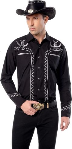 El Pionero Shirt Mens Sz S Western Long Sleeve Cowboy Casual Snap Button NWT Shipping will be 6.95 Cowboy Casual, Horseshoe Design, Mens Western, New Embroidery, Western Design, True Art, Shirt Long Sleeve, Embroidered Shirt, Western Cowboy